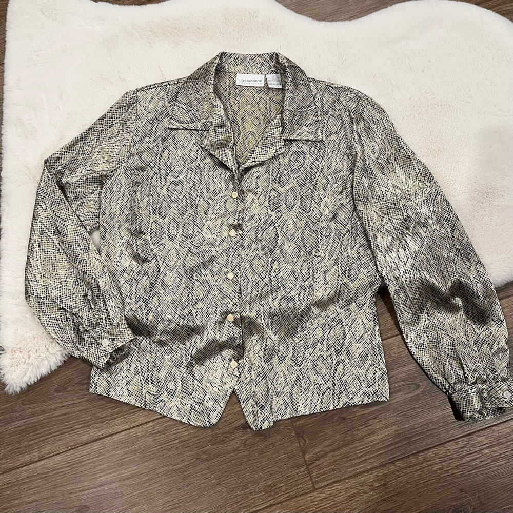 Vintage Liz Claiborne Snake Print Button Down